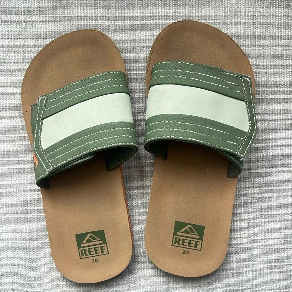 Reef Kids Ahi Slide Sandals, tan/olive